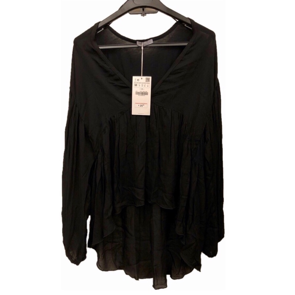 Zara Black Long Sleeve Hi Low Tunic